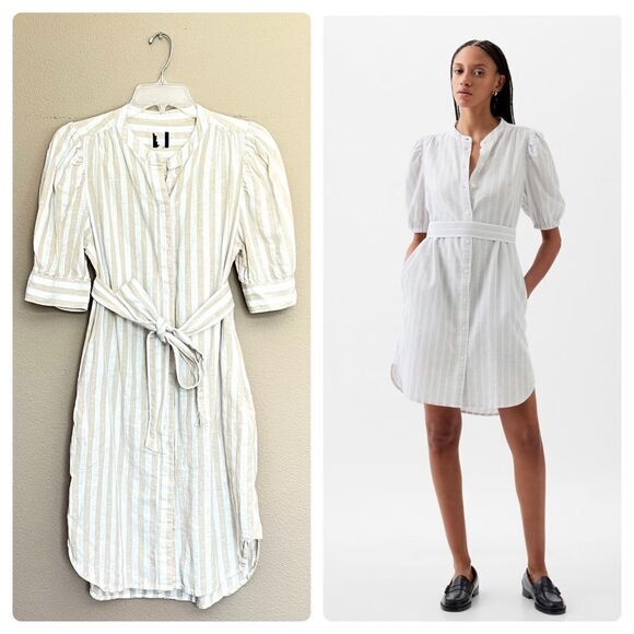 GAP Dresses & Skirts - GAP Linen Blend Puff Sleeve Mini Shirtdress